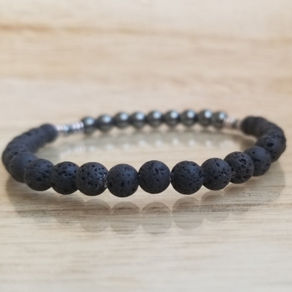 Lava Bead & Hematite Bracelet - Picture 2 of 7